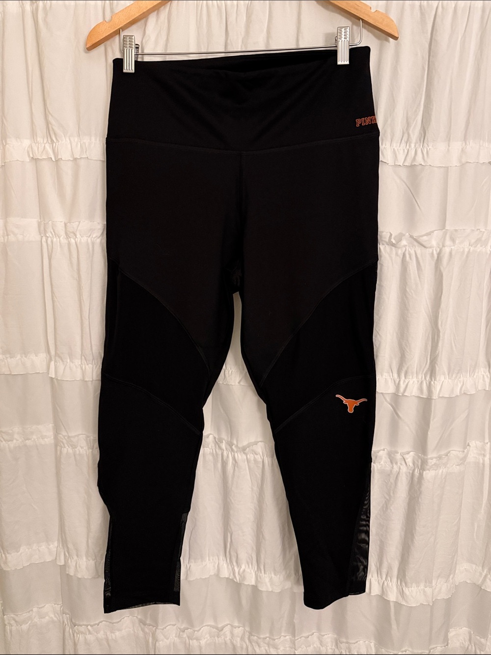 PINK Victoria's Secret Black Leggings with Orange Accent